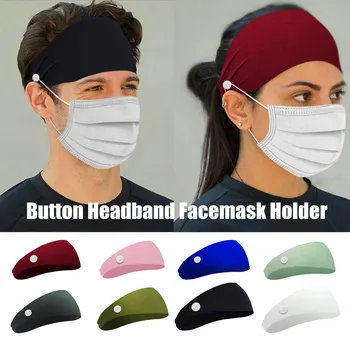 

New Button Headband Face Holder Wearing Protect Ears Sports Quick Dry Sweat Sweat-absorption essential