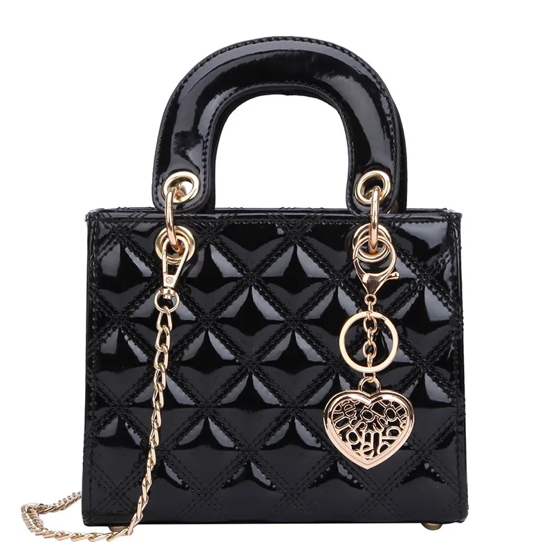 CASMOR дизайнерские сумки, модная женская сумка "Диана", дамские сумки с ромбовидной решеткой, роскошная сумка, женская сумка с цепочкой высокого качества - Цвет: Черный