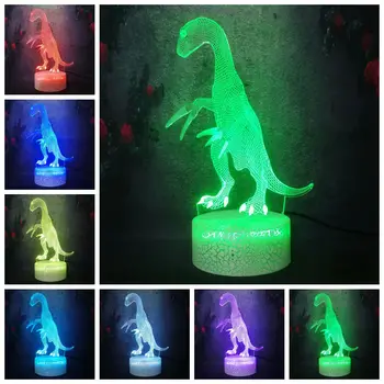 

Dark Red Dragon Herrerasaurus Cartoon Model Dinosaur Comic Night Light Table Crack Lamp 3D LED 7 Color Gradient Flash Kid Gift