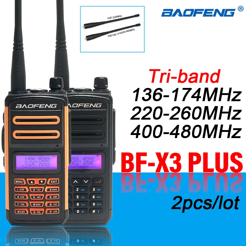 2Pcs BAOFENG X3 Plus Long Distance Tri-band Ham Radios High-Power Walkie-Talkies Handheld hf Transceiver BF UV-5R Update Version