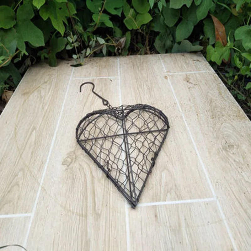 

Iron Wire Heart Shape Hanging Plant Basket Succulent Flower Pot Window Decor DIY