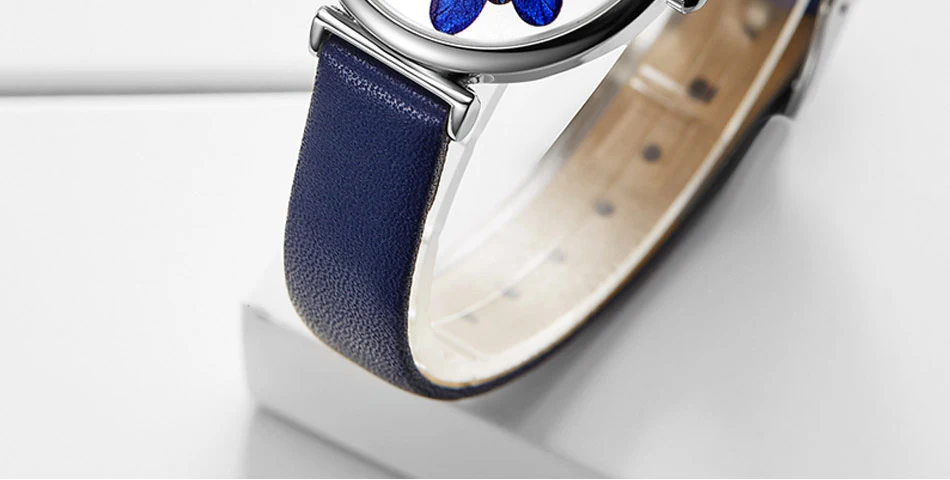 Shengke часы женские брендовые роскошные женские часы Новые Элегантные Синие перьевые часы водонепроницаемые кожаные ремешок Женские кварцевые наручные часы Montre Femme