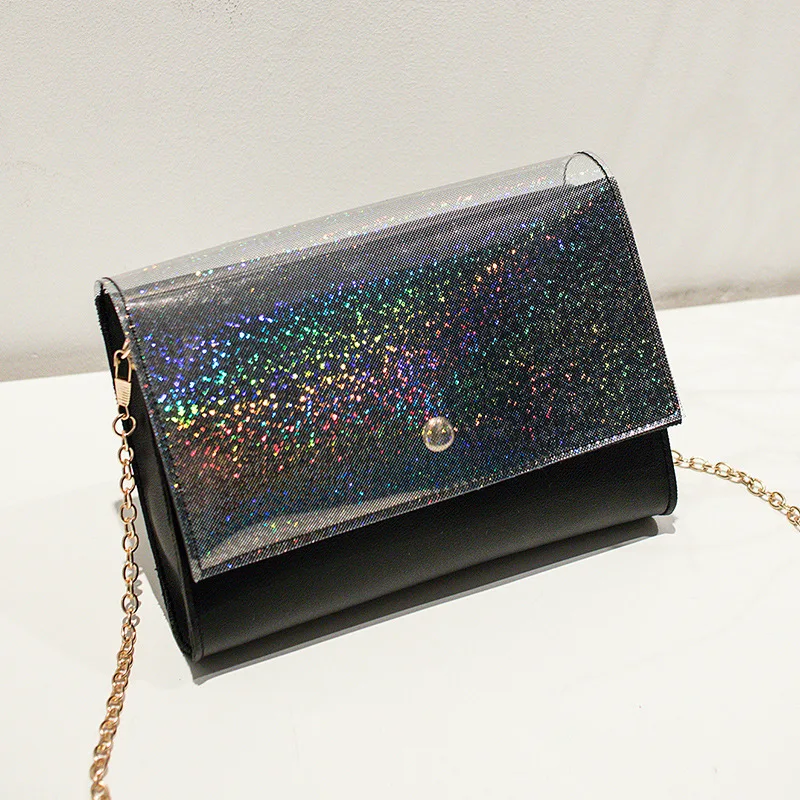 

Shiny Transparent Square Sling Bag 2019 Summer Fashion Delicacy Simple Chain Single-shoulder Bag for Women Shoulder Mini Mobile