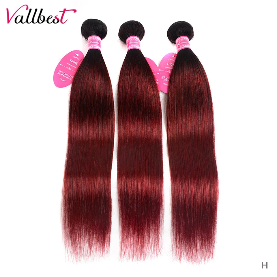 Vallbest Ombre прямые пучки волос 1B/99J # бразильские 3 шт./лот не линяют запутывают Remy