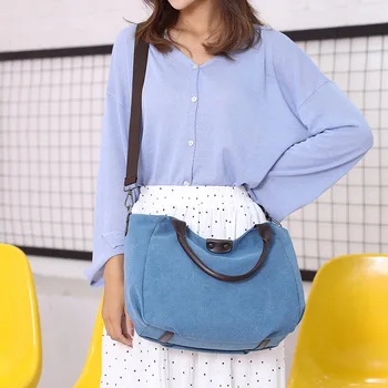 

2020 Early Autumn New Style Women's Canvas Bag Solid Color Large Capacity Single Shoulder Hand-held Messenger Bag Women Bag