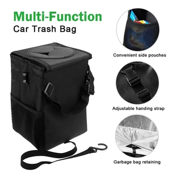 

Car Foldable Mini Trash Can Waterproof Rubbish Garbage Dust Bin with Lid Seat Hanger Travel Storage Bag Organizer Pocket Holder