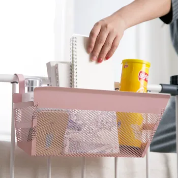 

Wrought Iron Bedside Hanging Basket Magazine Sundries Snacks Storage Basket Office Desk Dormitory Home Organizer