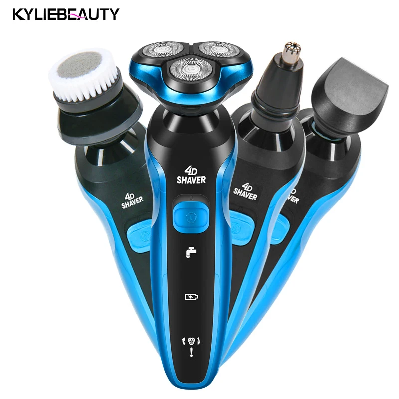 

Multifunction Electric Shaver 4D three-head floating body wash 4 in 1 razor Replaceable Barbeador Electric Shaving Beard Trimmer