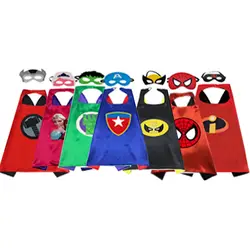 Super hero накидка 1 накидка + 1 маска супергероя Косплэй костюм для детей Хэллоуин вечерние костюмы для детей Супермен Человек-паук плащ