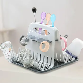 

Detachable baby bottle drying rack portable multi-layer children's washable storage box with drain tray water cup holder LB90409