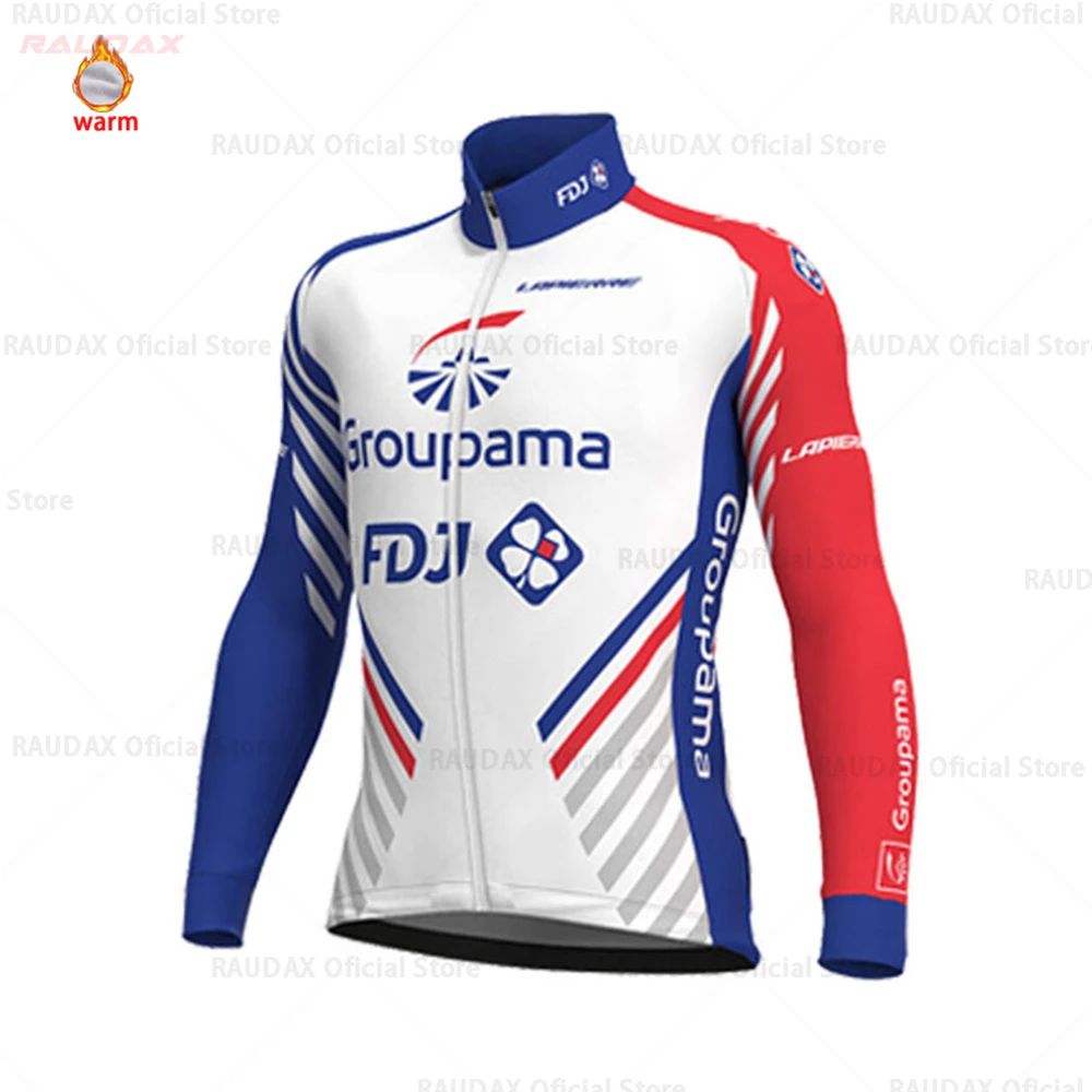 Велоспорт Джерси наборы зима тепловой флис дышащий Ropa Ciclismo для мужчин с длинным рукавом MTB велосипед одежда Спортивная футболка - Цвет: jersey only