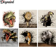 Dispaint Алмазная картина "животная сломанная стена" Вышивка крестом на заказ фото алмаз, вышивка квадратными круглыми настенный Декор для дома