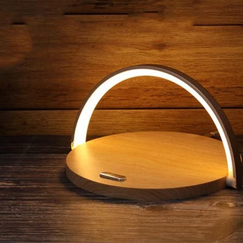 

10W Fast Wireless Charge Table Round Night Lamp Rechargeable Bedside Lamp with Mobile Phone Charging Holder