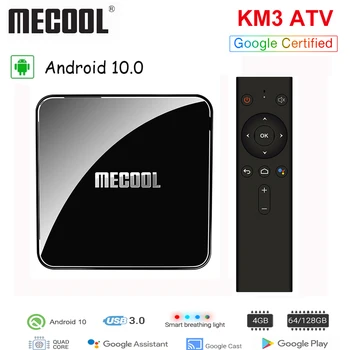 

MECOOL KM3 Android 10.0 Voice Control TV Box Amlogic S905X2 2.4G 5G WiFi Bluetooth 4.1Set Top Box Support 4K HD Media Player
