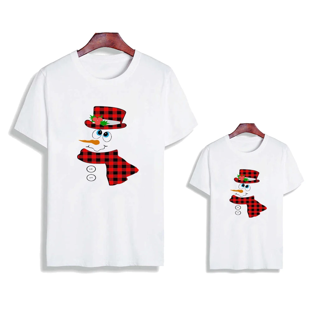 

Summer Exquisite Mother Tshirt Merry Christmas Letter Baby Girl Family Look T-shirt Streetwear Snowman Graphic T Shirt