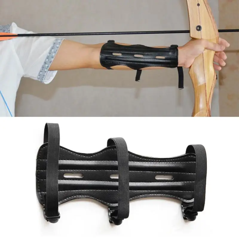 

Outdoor Tool Shooting Archery Arrow Leather 3 Strap Shooting Target High Quality Archery Arm Guard Protection Safe Belt Bracelet