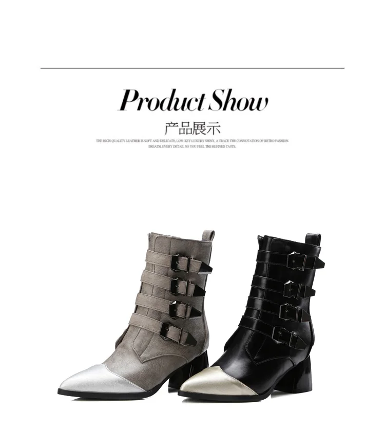 Botas mujer invierno; коллекция года; женские ботинки с острым носком; zapatos de mujer; черные ботинки «Челси» на подковом каблуке; женская обувь с ремешком и пряжкой; ayakkabi