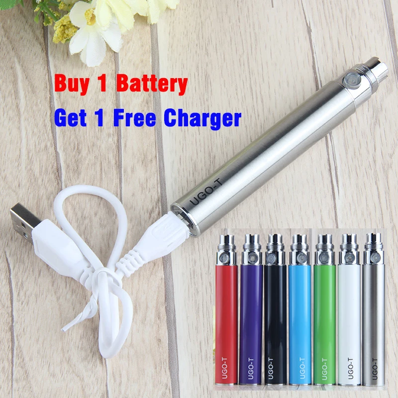 UGO T Нижняя зарядка Vape Pen батарея проходит сквозь Evod Micro USB 650 900 1100mAh 510 вапорайзер с