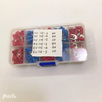 

200PCS Crimp Terminals 100PCS SV1.25-3/4/5 and 100PCS RV1.25-3/4/5 combination set Y and O wire connectors Insulated terminal