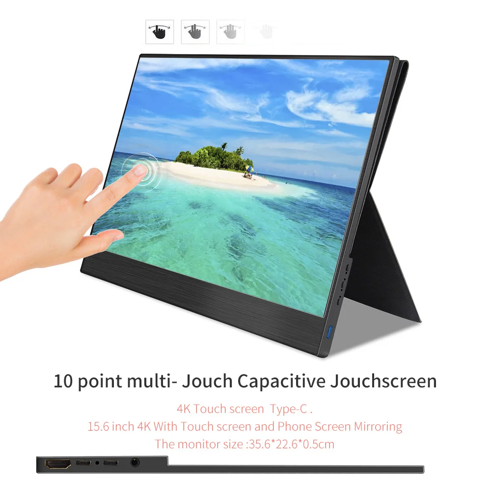 Pаспродажа 4K портативный монитор с сенсорным экраном, 15,6 дюймов 3840x2160 ультратонкий ips ЖК дисплей с HDMI type C для компьютера ноутбука PS4 переключатель