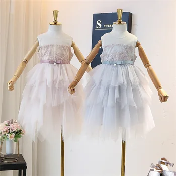 

5355 New Floral Sequins Embroidery Princess Baby Girl Dress 2020 Summer Party Wedding Kid Dress For Girl Wholesale Child Clothes