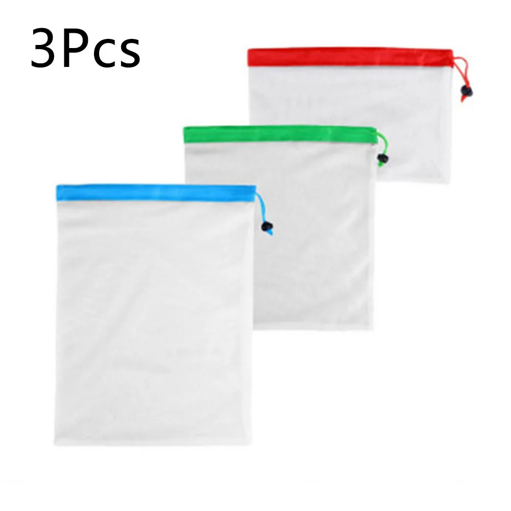 3 Pcs 1 шт. сумка для хранения фруктов и овощей сетчатые сумки для покупок Моющиеся Многоразовые бытовые игрушки ящик для мелочей Органайзер экологичный - Цвет: 3 Pcs