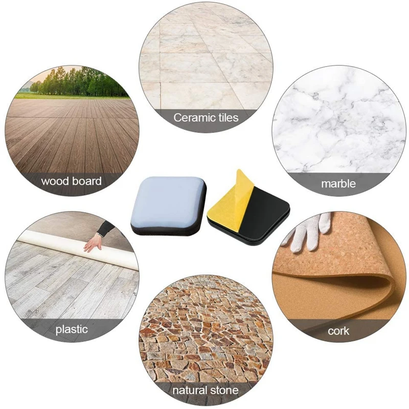 20 PCS Furniture Gliders Slider 25 x 25 mm PTFE Self Adhesive Furniture Moving Pads Square for Easy Movers