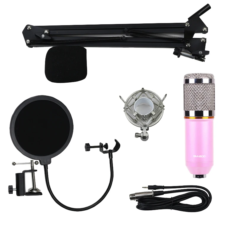 

BM800 Condenser Studio Recording Microphone Mic Kit Adjustable Pink