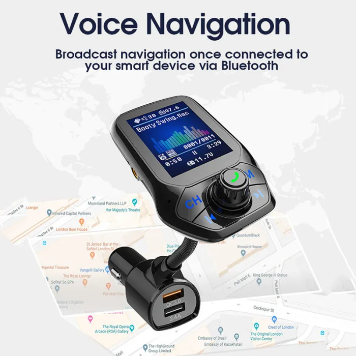 Автомобильный Bluetooth fm-передатчик MP3-плеер Hands Free радио адаптер USB зарядное устройство DQ-Drop