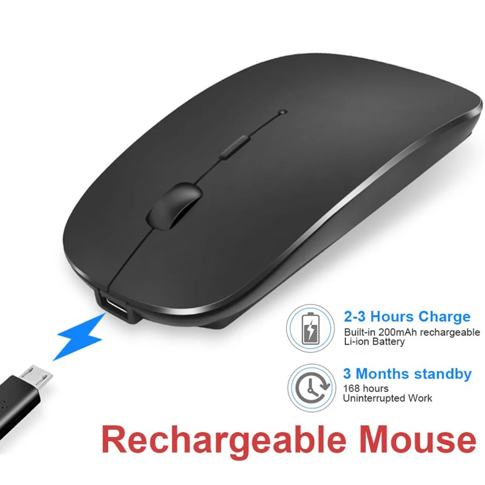 1600Dpi Wireless Mouse 2.4Ghz Classic Rechargeable Computer Mice Ultra-Thin Silent Mouse Mute For Laptop PC Office Notebook best wireless gaming mouse Mice