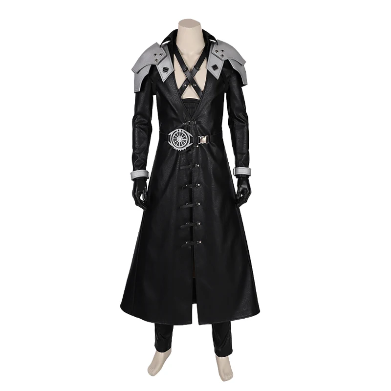 CosDaddy Sephiroth Косплей Костюм боевой костюм черный PU наряд FF7 Shin'Ra костюм - Цвет: Full Set
