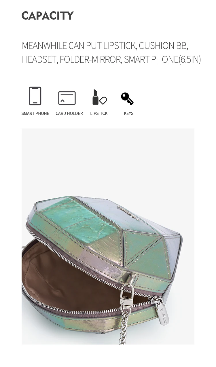 Top view of tech fantasy leather clutch