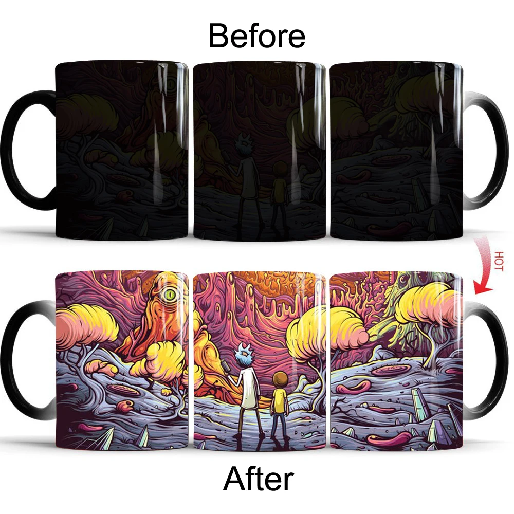 

Rick and morty and Morty Color Change Cup creative Cup heating magic mug foreign trade