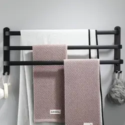 Towel Hanger Wall Mounted 30-50 Cm Towel Rack Bathroom Aluminum Black Towel Bar Rail Matte Black Towel Holder