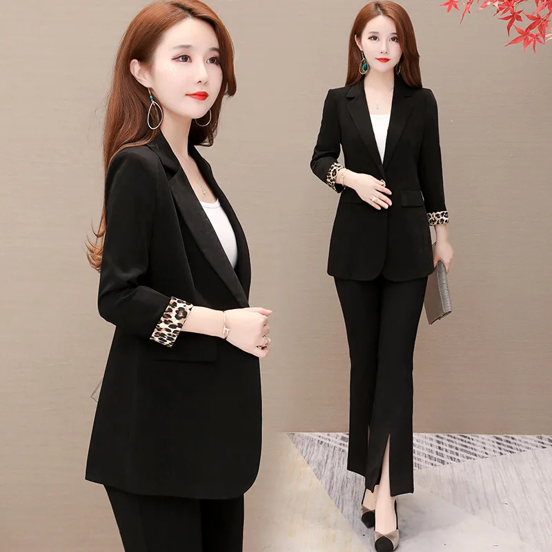 

2019 Autumn Fashion New Style Leopord Pattern Joint Ninth Sleeve One-Button Slim Fit Slimming Casual Versatile Suit Jacket