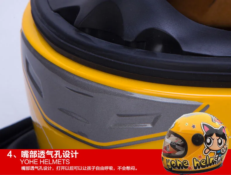 New YOHE Winter warm child Kids Motorcycle Helmets Baby Children Full Face Motorbike helmet made of ABS withe PC lens visor
