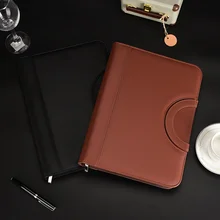 

A4 Multifunctional Portable PU Leather Business Office Portfolio Document Resume Zipper Portfolio File Folders with Calculator