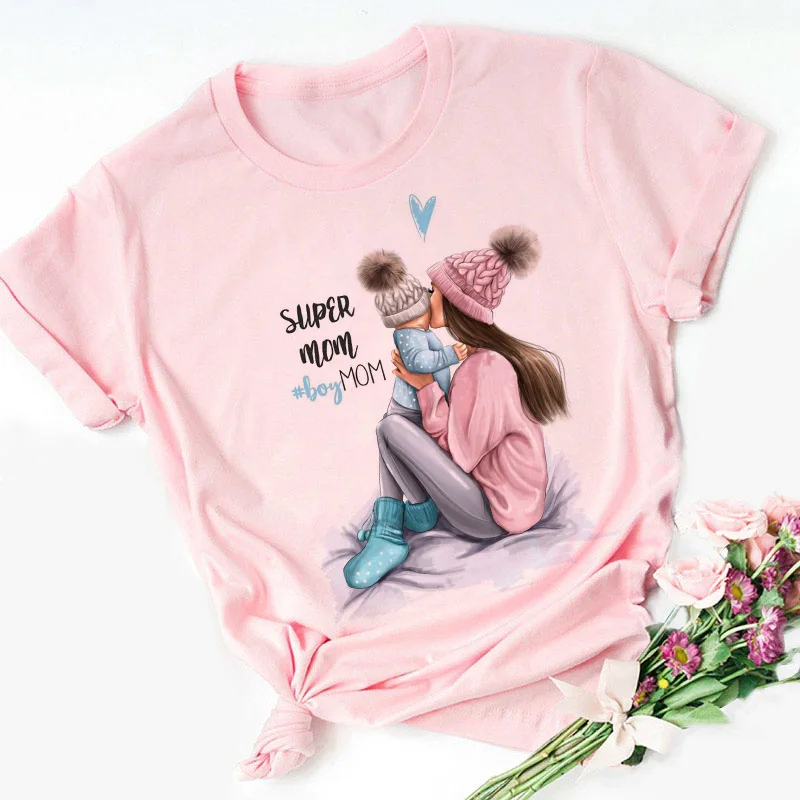 Супер футболки для мамы для женщин мать любовь печати розовый футболка футболки Femme harajuku Vogue футболка Топы уличная одежда - Цвет: 1785-Pink