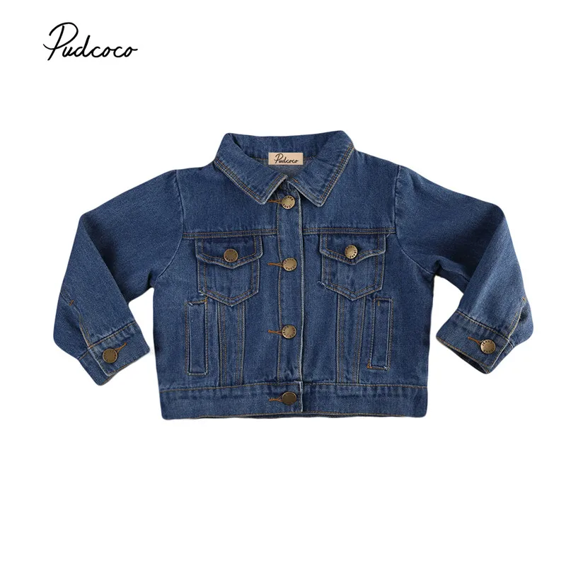 

2020 Brand Pudcoco Toddler Infant Children Kids Girls Denim Jean Fall Jacket Button Coat Outwear Tops Spring Autumn Clothes 1-6Y
