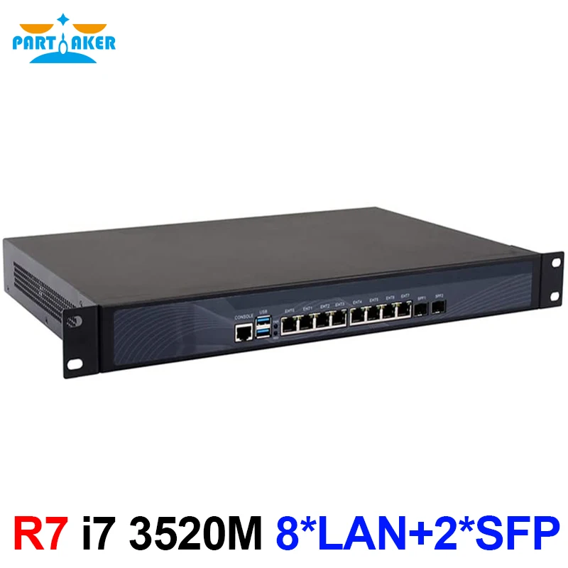 

Partaker R7 Firewall 1U Rackmount Network Security Appliance Intel Core i7 3520M with 8*Intel I-211 Gigabit Ethernet Ports 2 SFP