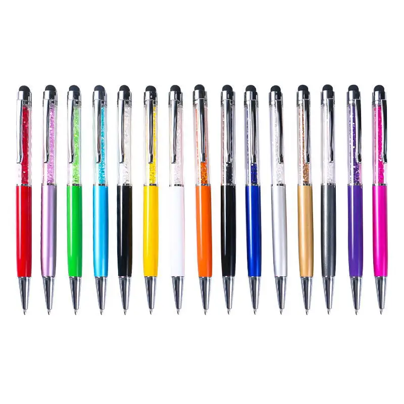 Wholesale Metal Pen Crystal Diamond Touch Screen Dual-purpose Ballpoint Pen 500 Pcs Per Set Color Promotional Advertising Gifts