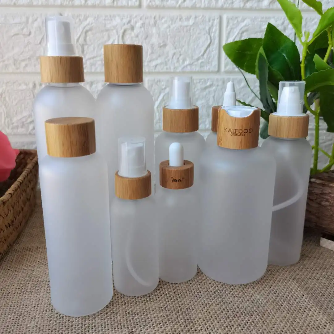 

100 Pcs Empty Plastic Cosmetic Cream Containers Cream Jars 250cc 250ml For Cosmetics Packaging Plastic Bottles With Bamboo Cap