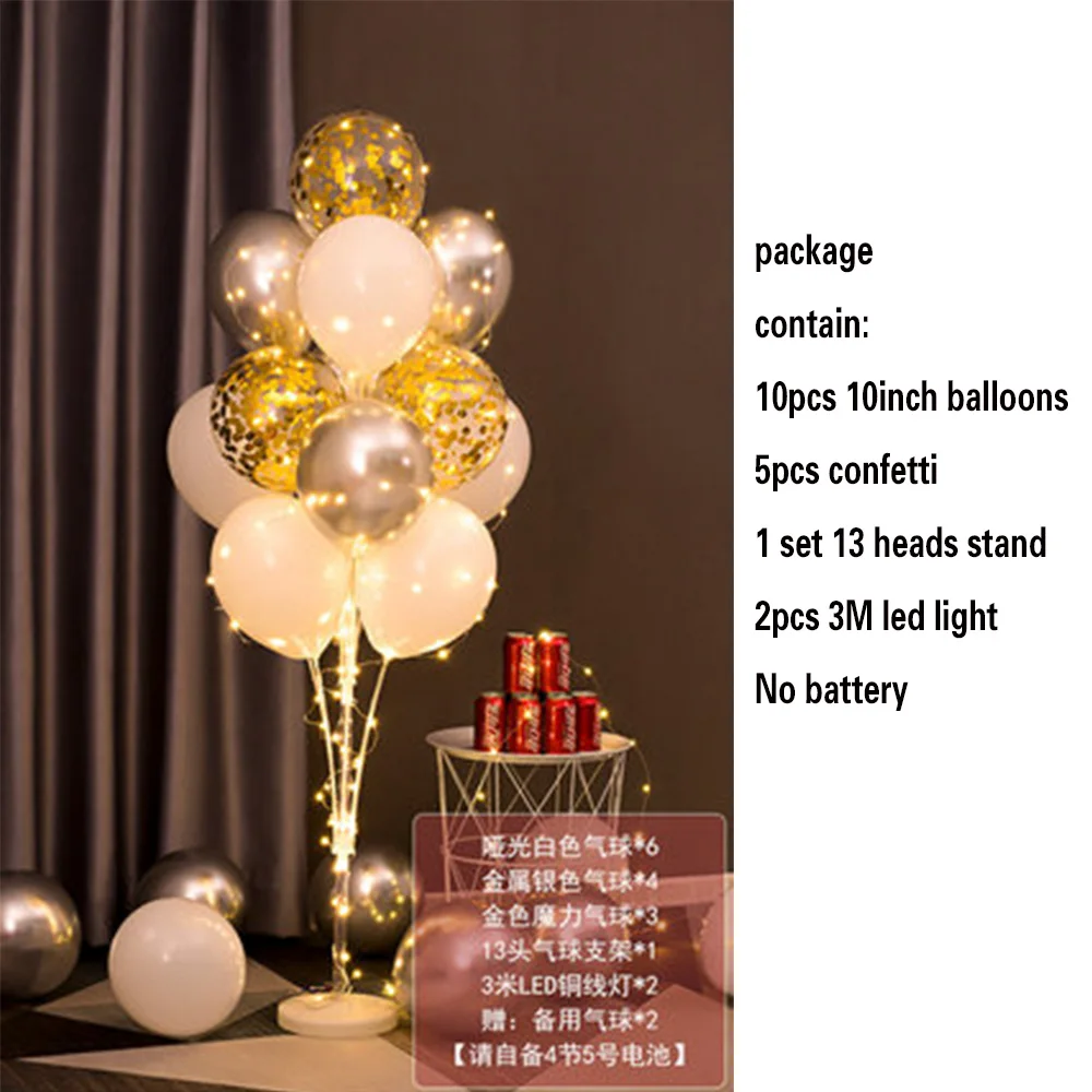 thumbnail image 1 of Kit de soporte para globos de mesa de 1,3 m con cadena de luces, centro de mesa con globos para decoraciones de cumpleaños, baby shower, fiestas de Navidad, 1 of 5
