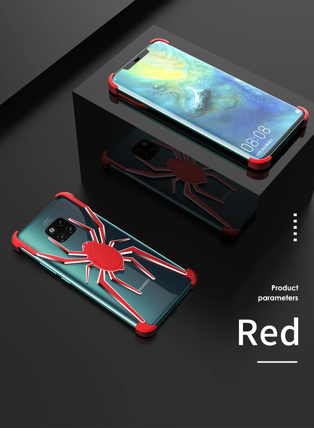Алюминиевый чехол с пауком для huawei mate 20 mate20pro P30 Pro vivo X27 IQOO, противоударный металлический бампер из сплава, чехол