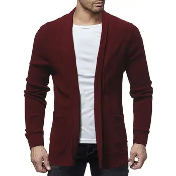 

Hot Fall Fashion Men Color Block Long Sleeve Casual Cardigan Coat Outwear Cotton Open Stitch Slim design show your good figure