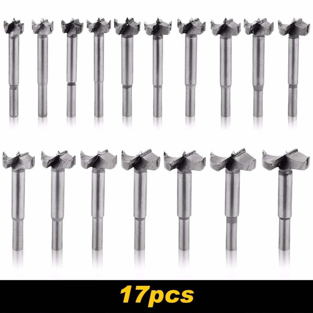 17 Pcs Woodworking Forstner Bit Set Wood Working Hole Cutter 15mm-38mm Hole Saw Set