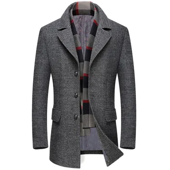 

Men's Thick Lapel Wool Woolen Coat
