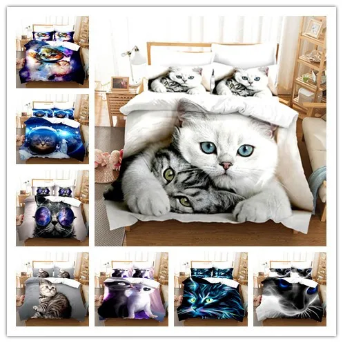 Dogs Printed Duvet Cover Set Queen Super King Size Animal Bedding Set Quilt Cover Bedclothes with Pillow Cases For Children Kids