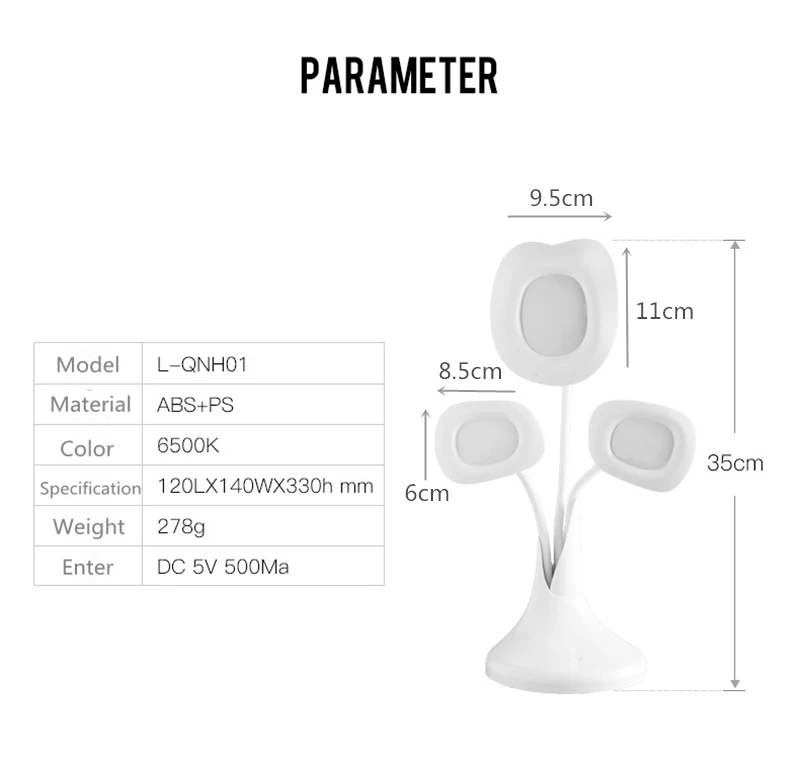 LED Living Table Lamp Ins DC5V Eye Protection Reading Book Light USB Flower Desk Lamps Touch 3 Mode Office Modern Decoration New