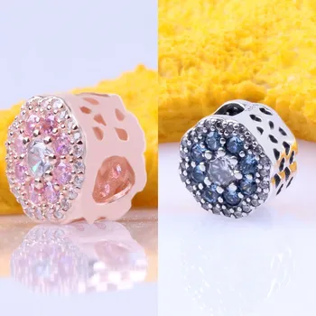 

Original 925 Sterling Silver Bead Creative Blue Sparkle Flower Fashion Beads Fit Pandora Women Bracelet & Necklace Diy Jewelry